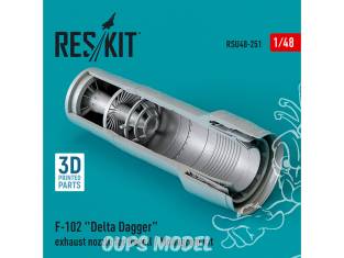 ResKit kit d'amelioration RSU48-0251 Buse d'échappement F-102 Delta Dagger pour kit Revell ou Monogram imprimé en 3D 1/48