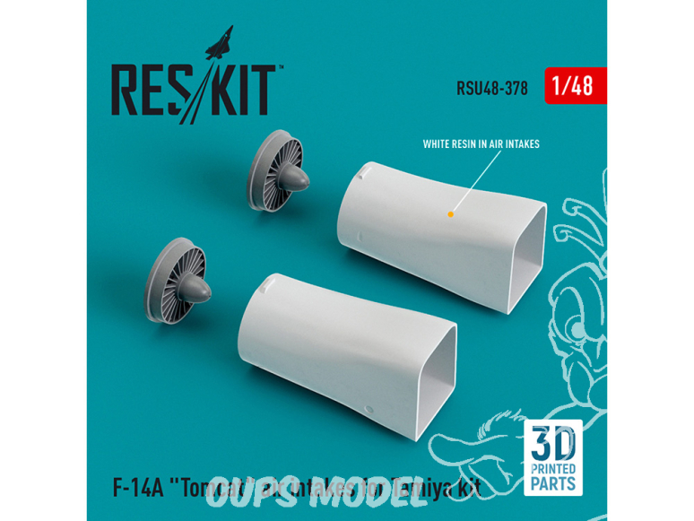 ResKit kit d'amelioration RSU48-0378 Prises d'air F-14A "Tomcat" pour kit Tamiya imprimées en 3D 1/48