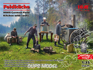 Icm maquette figurine 35618 Cuisine de campagne allemande WWII avec cuisiniers 1/35