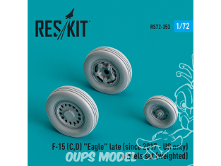 ResKit kit RS72-0353 Roues F-15C/D Eagle fin de série 2017 US uniquement lestées résine et imprimée en 3D 1/72