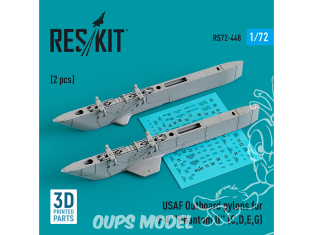 ResKit kit armement Avion RS72-0448 Pylônes extérieurs USAF pour F-4 Phantom II C, D, E, G 2 pièces imprimées en 3D 1/72