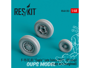 ResKit kit RS48-0353 Roues F-15C/D Eagle fin de série 2017 US uniquement lestées résine et imprimée en 3D 1/48