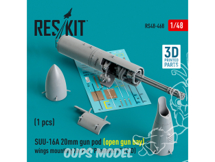 ResKit kit armement Avion RS48-0468 Pod de canon SUU-16A 20 mm ouvert pour aile F-4 Phantom IIC, D 1pcs 1/48