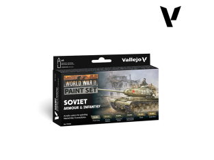 Vallejo Set Wargames Color Series 70202 Set de peinture Infanterie et blindés soviétiques WWII 6 pots de peintures 18ml