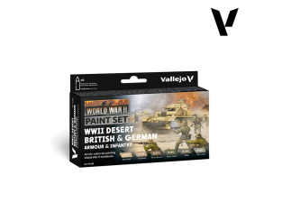 Vallejo Set Wargames Color Series 70208 Set Infanterie blindés britanniques allemands désert WWII 6 pots de peintures 18ml