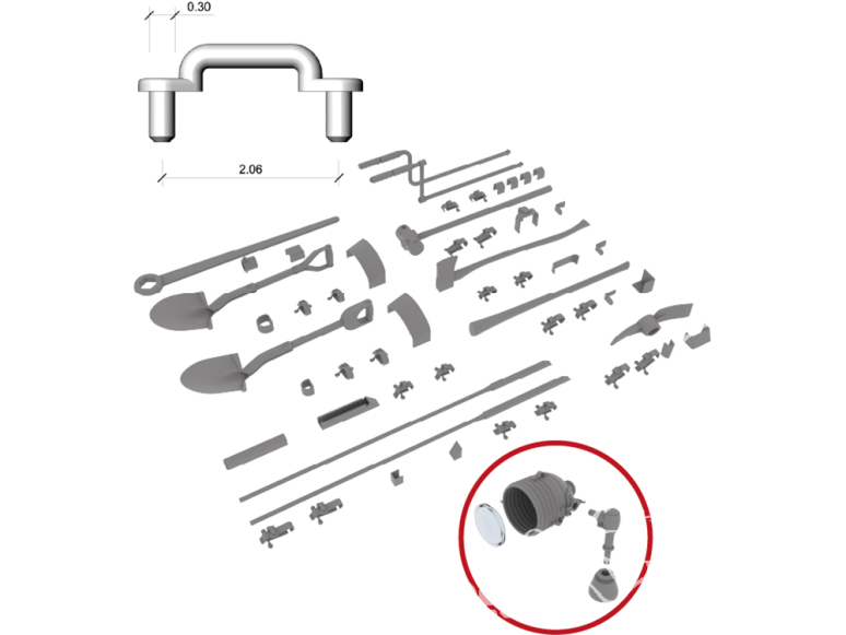 HD Models maquette HDM35192 Set outils avec attaches OVM U.S. 1/35