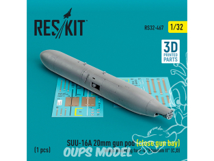 ResKit kit armement Avion RS32-0467 Pod de canon SUU-16A 20 mm Fermé pour aile F-4 Phantom IIC, D 1pcs 1/32