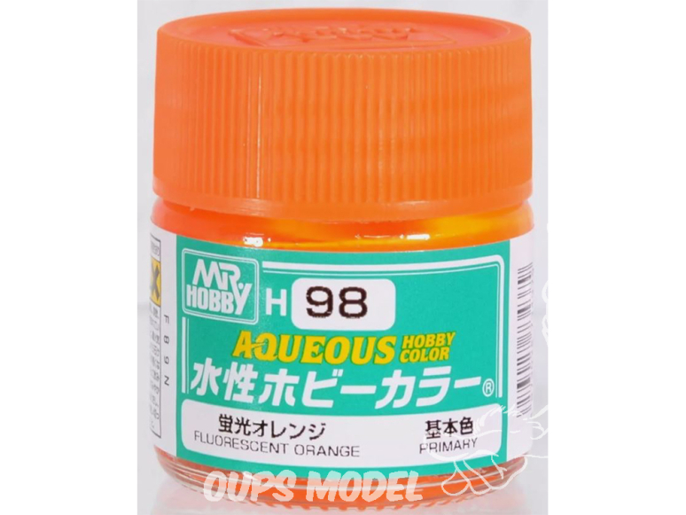 peinture maquette Mr Hobby H098 Orange fluorescent 10 ml