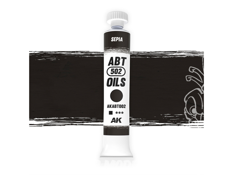 AK peinture a l'huile AKABT002 Sépia 20ml