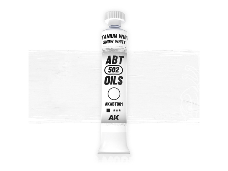 AK peinture a l'huile AKABT001 Blanc titane Blanc neige 20ml