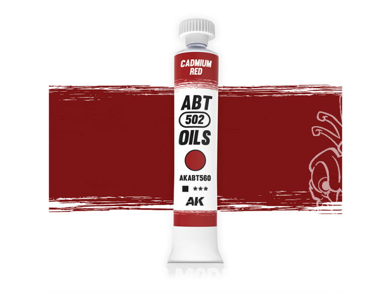 AK peinture a l'huile AKABT560 Rouge de cadmium 20ml