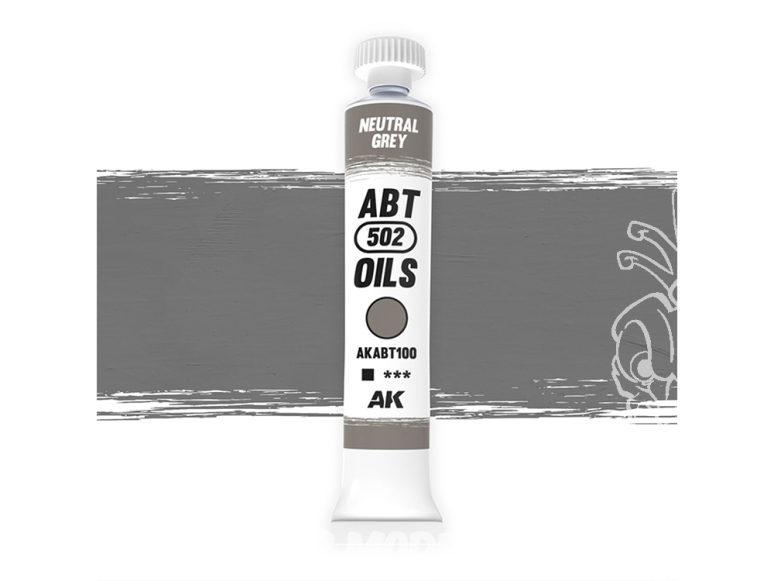 AK peinture a l'huile AKABT100 Gris neutre 20ml