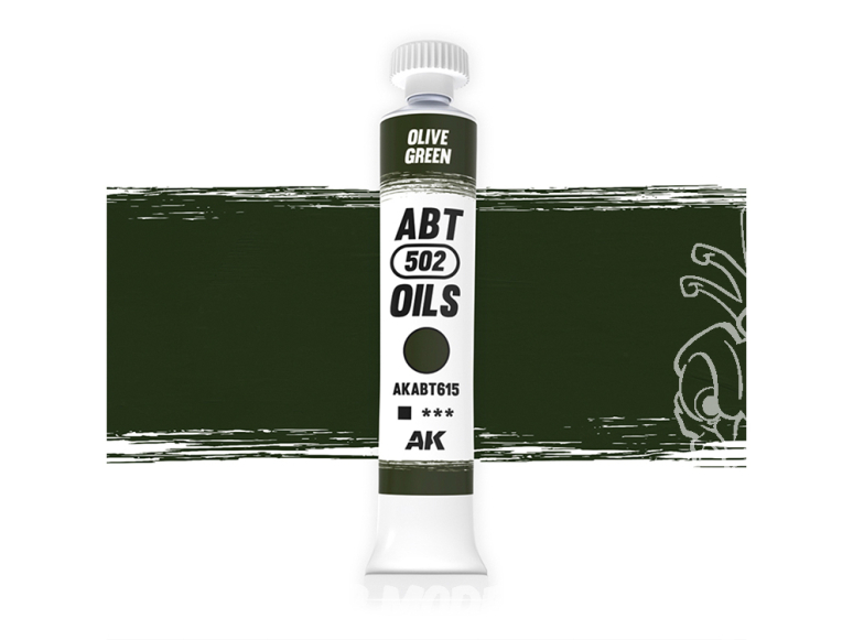 AK peinture a l'huile AKABT615 Vert olive 20ml