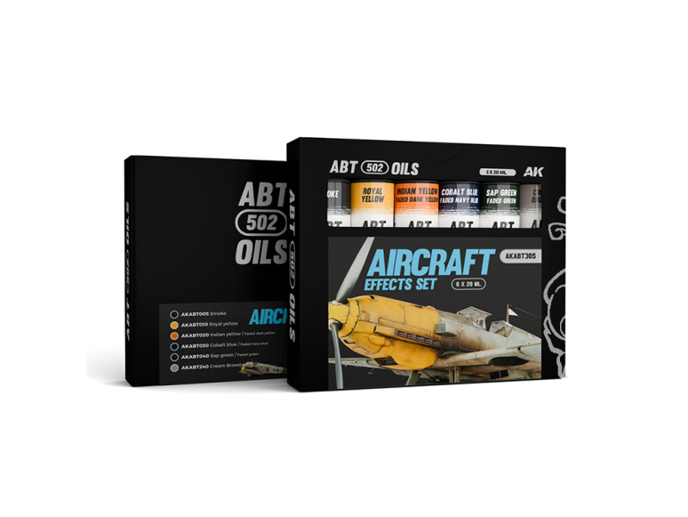 AK peinture a l'huile AKABT305 ENSEMBLE D'EFFETS POUR AVION 6x20ml