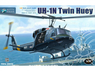 Kitty Hawk maquette hélicoptère kh80158 HÉLICOPTÈRE US UH-1N "TWIN HUEY" avec 3 figurines US NAVY 1980 1/48