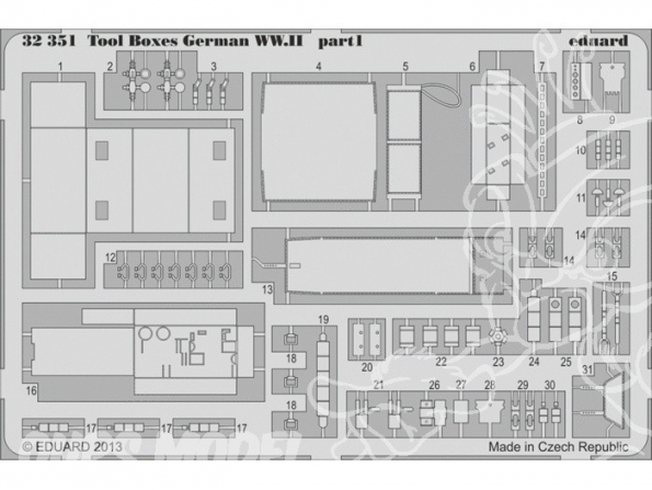 EDUARD photodecoupe avion 32351 Caisses et outils Bf 109 1/32