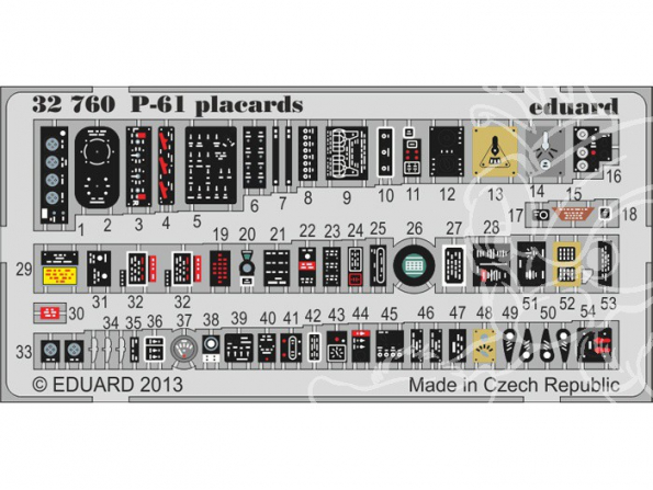 EDUARD photodecoupe avion 32760 Placards P-61 1/32