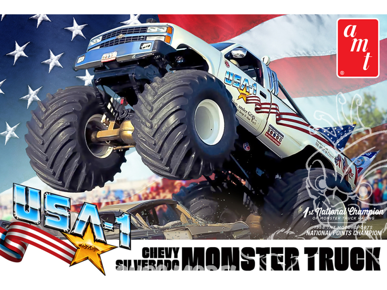 AMT maquette voiture 1252 USA-1 Chevy Silverado Monster Truck 1:25