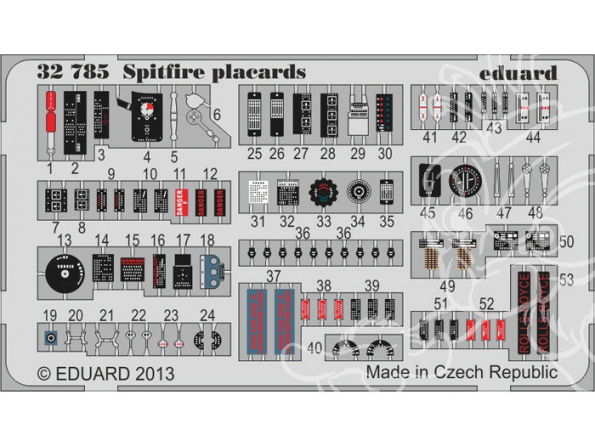 EDUARD photodecoupe avion 32785 Spitfire placards 1/32