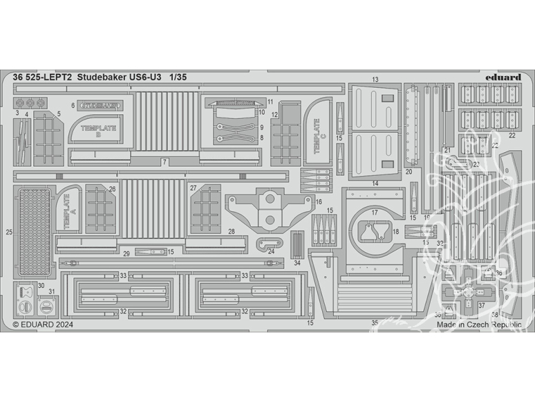 Eduard photodecoupe militaire 36525 Amélioration Studebaker US6-U3 Icm 1/35