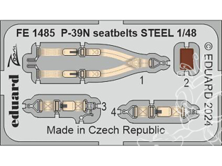 EDUARD photodecoupe avion FE1485 Harnais métal P-39N Arma Hobby 1/48