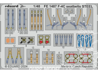 EDUARD photodecoupe avion FE1487 Harnais métal F-4C Phantom Hobby 2000 / Academy 1/48