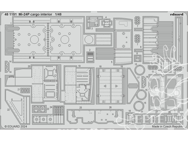 EDUARD photodecoupe hélicoptère 481151 Intérieur cargo Mi-24P Trumpeter 1/48