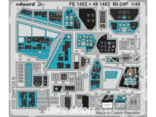 EDUARD photodecoupe hélicoptère FE1482 Zoom amélioration Mi-24P Trumpeter 1/48