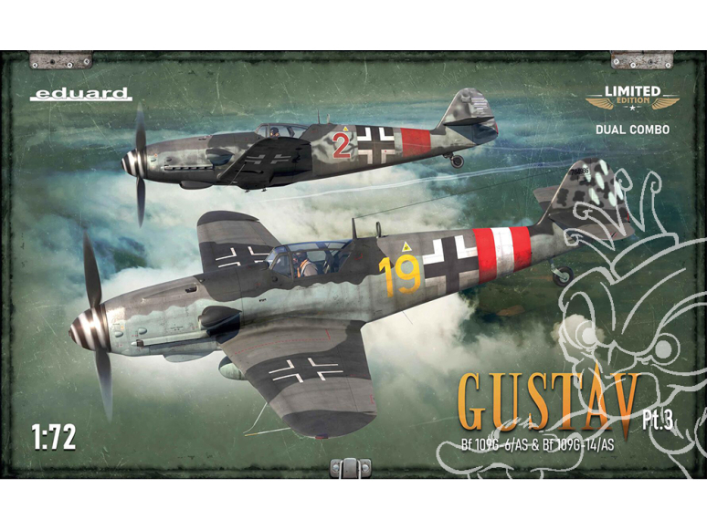 EDUARD maquette avion 2150 GUSTAV pt. 3 Bf 109G-6/AS Late & Bf 109G-14/AS Edition Limitée Dual Combo 1/72