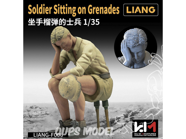 Liang Model figurine F006 Soldat assis sur grenades 1/35