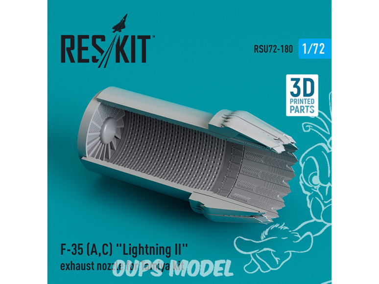 ResKit kit d'amelioration Avion RSU72-0180 Buse d'échappement F-35 (A,C) Lightning II kit Tamiya imprimé en 3D 1/72