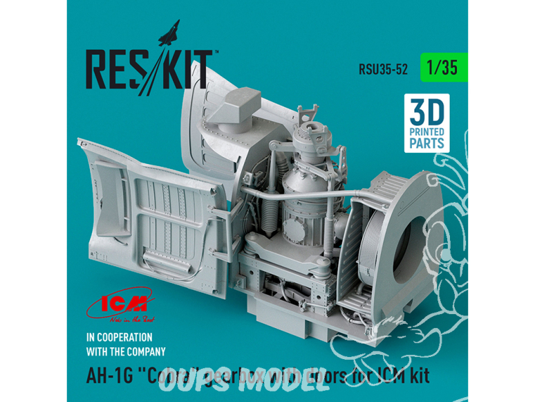 ResKit RSU35-0052 Boîte de vitesses AH-1G "Cobra" avec portes pour kit ICM imprimé 3D 1/35