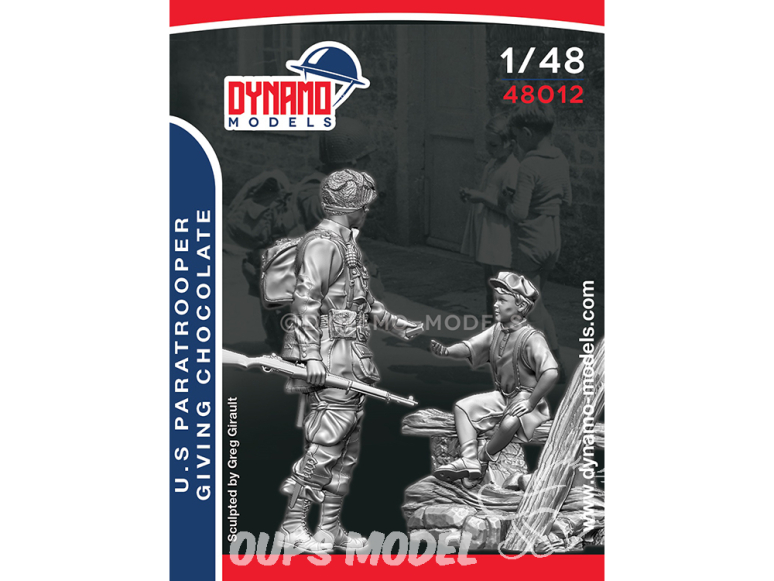 Dynamo models figurine 48012 Parachutiste U.S. donnant du chocolat à un enfant 1/48