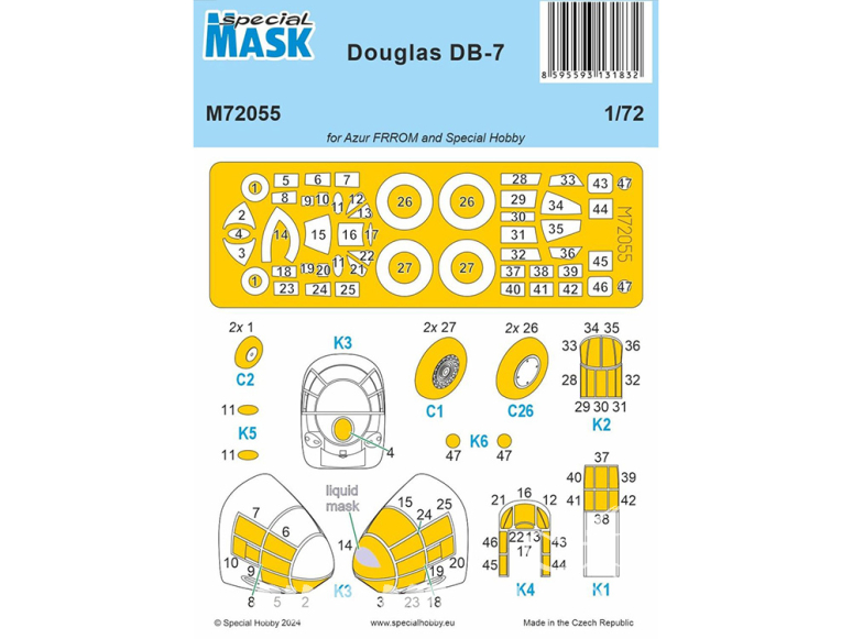 Special Hobby Masque avion M72055 DB-7 MASKkit Speccial Hobby et Froom 1/72