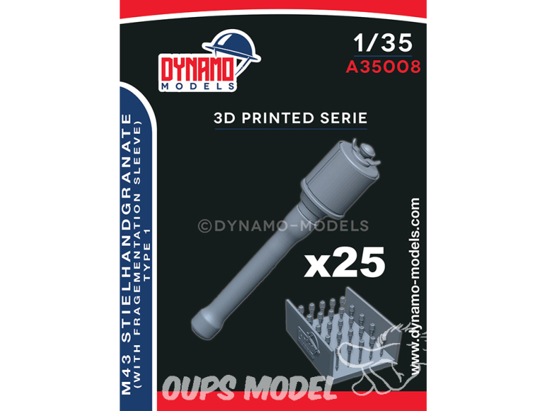 Dynamo models accessoires A35008 Grenade M43 Stielhangranate (avec manchon de fragmentationà Type 1 x25 1/35