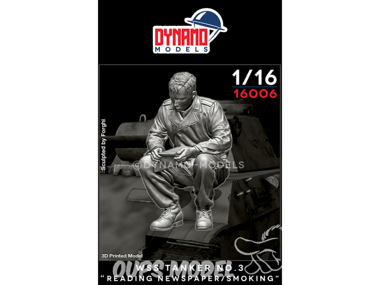 Dynamo models figurine 16006 Tankiste Waffen SS No.3 "Lisant le journal / Fumant une cigarette" 1/16