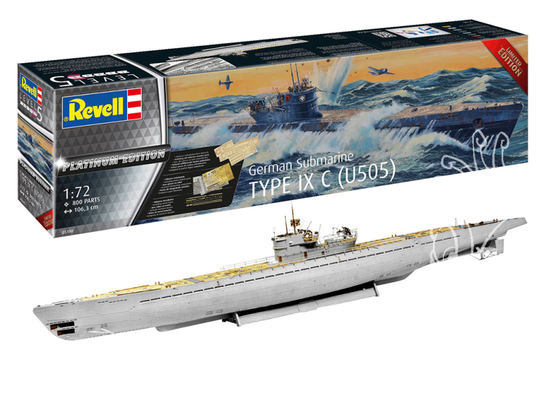 Revell maquette sous marin 05180 German Submarine Type IX C(U505)"Platinum Edition" 1/72