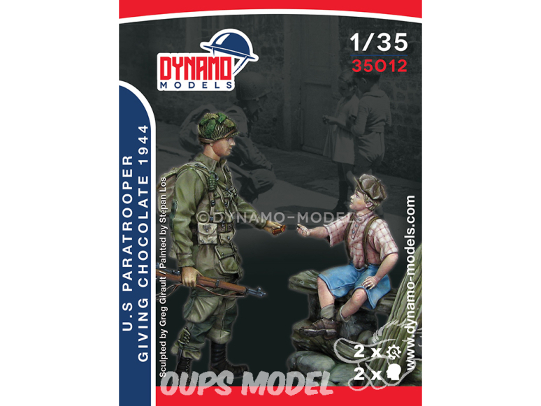 Dynamo models figurine 35012 Parachutiste U.S. donnant du chocolant à un enfant 1944 1/35