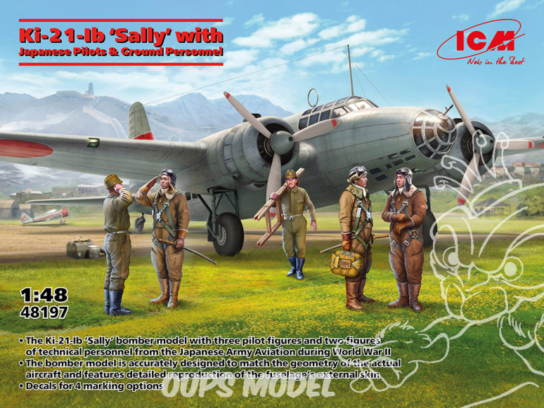 Icm maquette avion 48197 Ki-21-Ib « Sally » avec des pilotes et du personnel au sol japonais 1/48