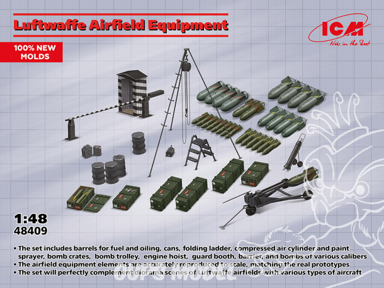 Icm maquette avion 48409 Équipement d'aérodrome de la Luftwaffe 1/48