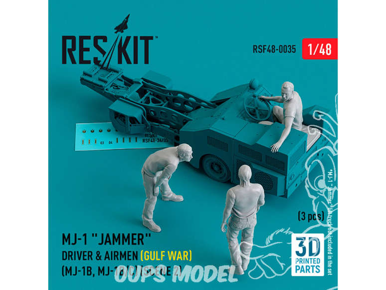 ResKit Figurine RSF48-0035 Conducteur et personnel du MJ-1 Jammer guerre du Golfe MJ-1B, MJ-1B/C scène 2 3 p imprimé en 3D 1/48