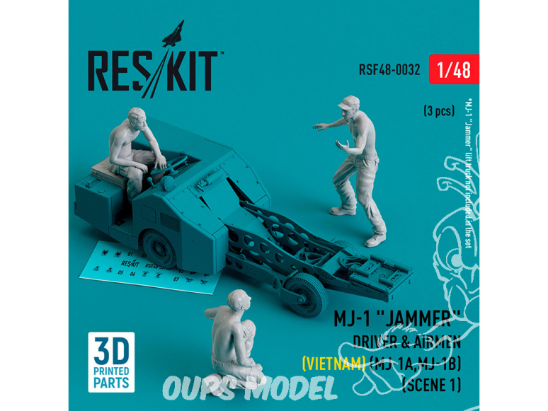 ResKit Figurine RSF48-0032 Conducteur et personnel du MJ-1 Jammer Vietnam MJ-1B, MJ-1B/C scène 1 3 p imprimé en 3D 1/48