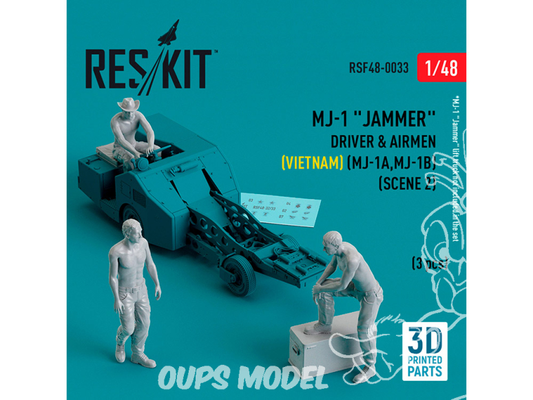 ResKit Figurine RSF48-0033 Conducteur et personnel du MJ-1 Jammer Vietnam MJ-1B, MJ-1B/C scène 2 3 p imprimé en 3D 1/48