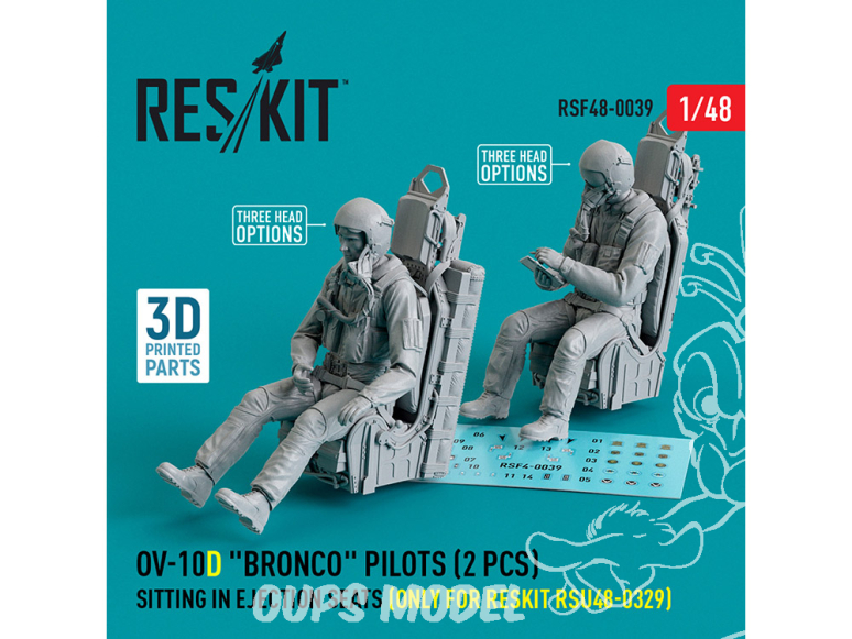 ResKit Figurine RSF48-0039 Pilotes OV-10D Bronco assis sur sièges éjectables RESKIT RSU48-0329 2 pièces imprimées en 3D 1/48