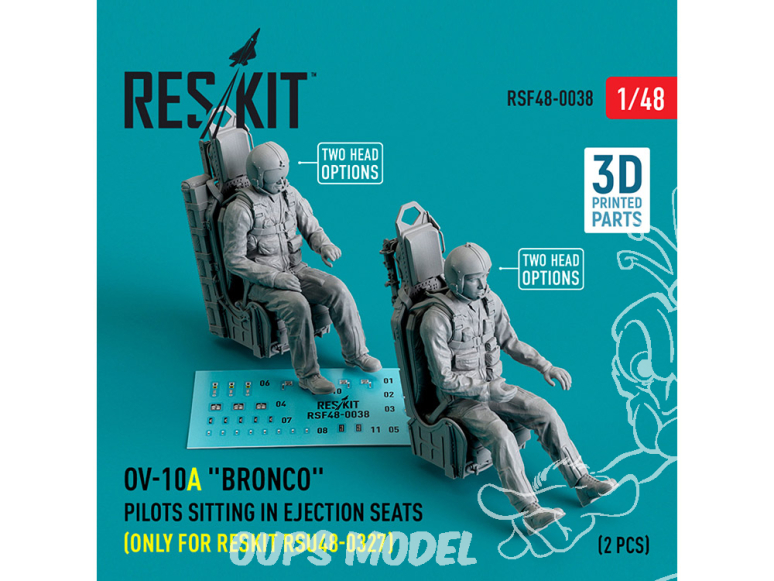 ResKit Figurine RSF48-0038 Pilotes OV-10D Bronco assis sur sièges éjectables RESKIT RSU48-0329 2 pièces imprimées en 3D 1/48