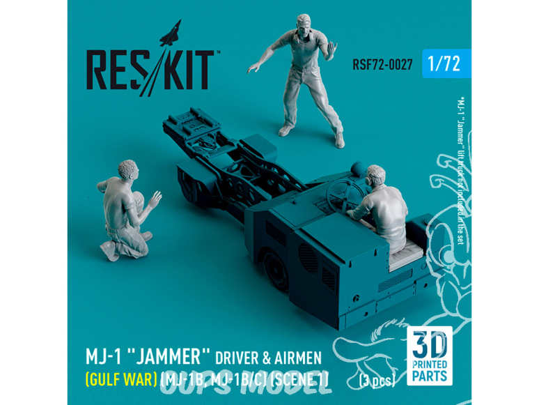 ResKit Figurine RSF72-0027 Conducteur et personnel du MJ-1 Jammer guerre du Golfe MJ-1B, MJ-1B/C scène 1 3 p imprimé en 3D 1/72