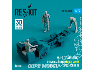 ResKit Figurine RSF72-0028 Conducteur et personnel du MJ-1 Jammer guerre du Golfe MJ-1B, MJ-1B/C scène 2 3 p imprimé en 3D 1/72