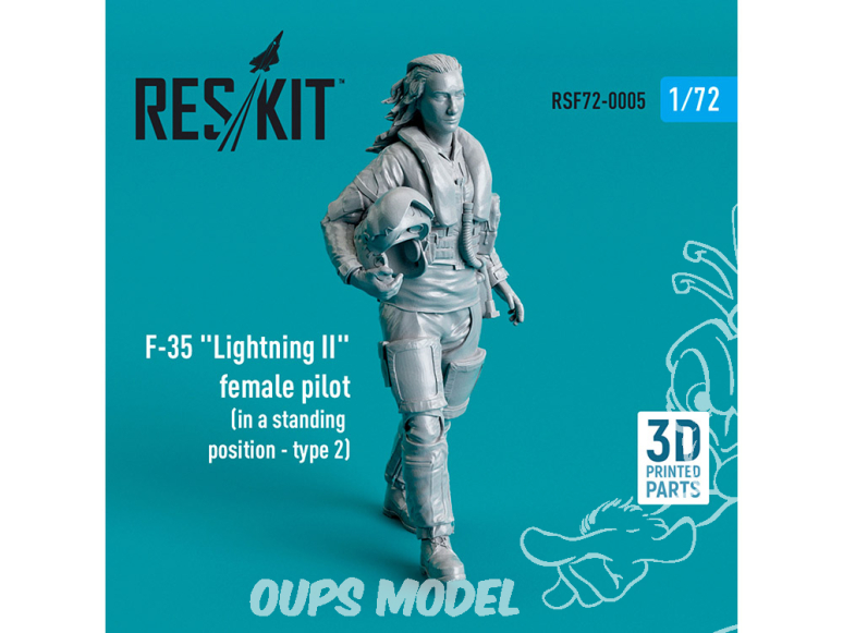 ResKit Figurine RSF72-0005 Pilote féminine de F-35 « Lightning II » en position debout type 2 imprimé en 3D 1/72