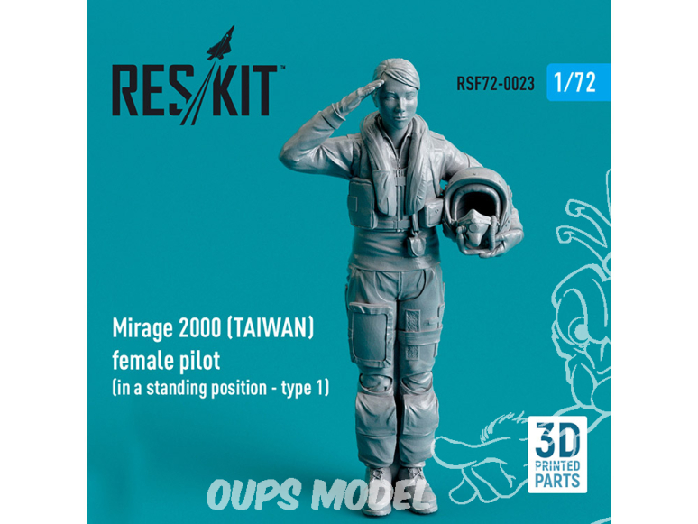 ResKit Figurine RSF72-0023 Pilote feminin Mirage 2000 TAIWAN debout type1 imprimé en 3D 1/72