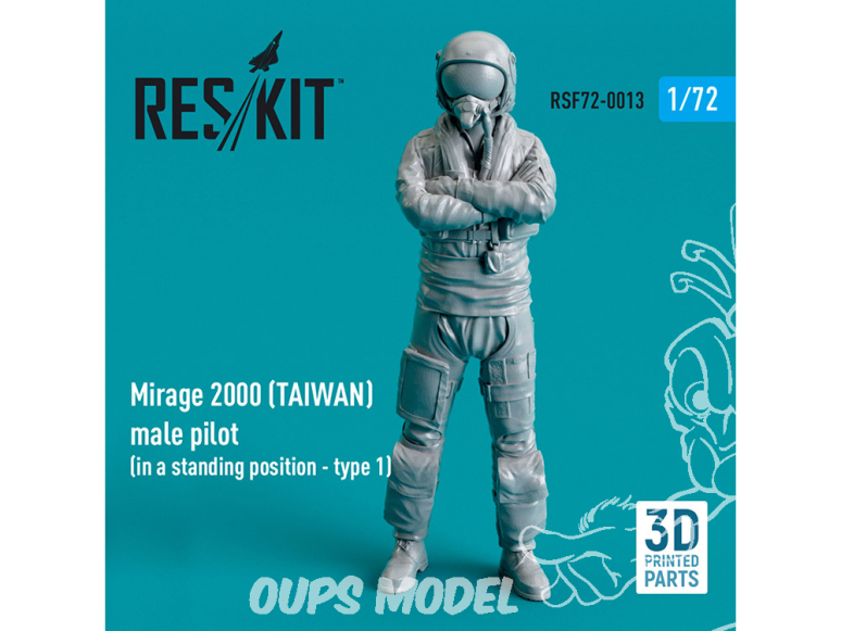 ResKit Figurine RSF72-0013 Pilote masculin Mirage 2000 TAIWAN debout type1 imprimé en 3D 1/72